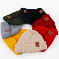 Adult Childre Leder Label Strickbeanie Hut